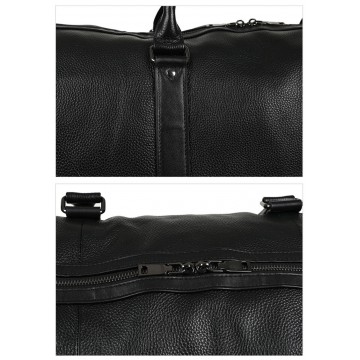 Чоловіча шкіряна дорожня сумка Charles чорна фото