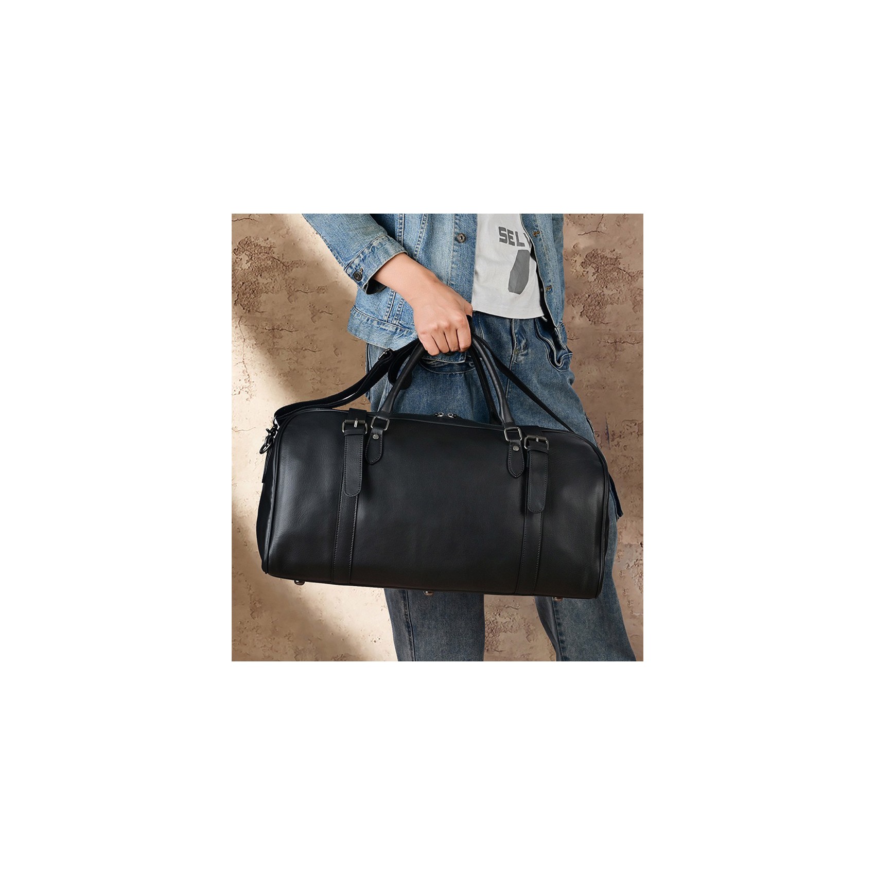 Чоловіча шкіряна дорожня сумка Tiverton чорна