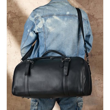 Чоловіча шкіряна дорожня сумка Tiverton чорна фото