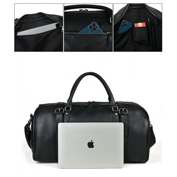 Чоловіча шкіряна дорожня сумка Tiverton чорна фото