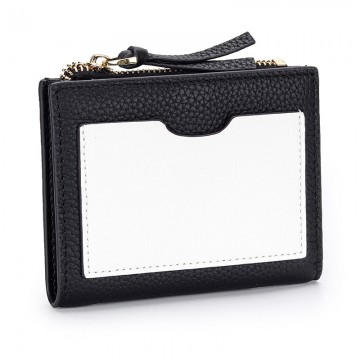Жіночий шкіряний гаманець Justine чорно-білий фото