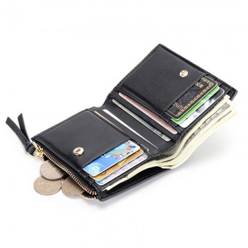 Женский кожаный кошелек Justine черно-белый фото