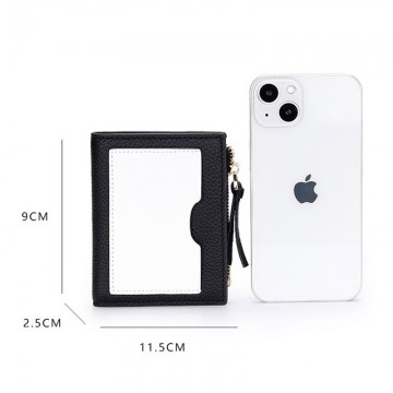 Женский кожаный кошелек Justine черно-белый фото