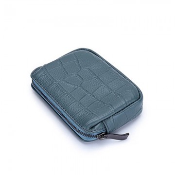 Женский кожаный кошелек Chantal серо-синий фото