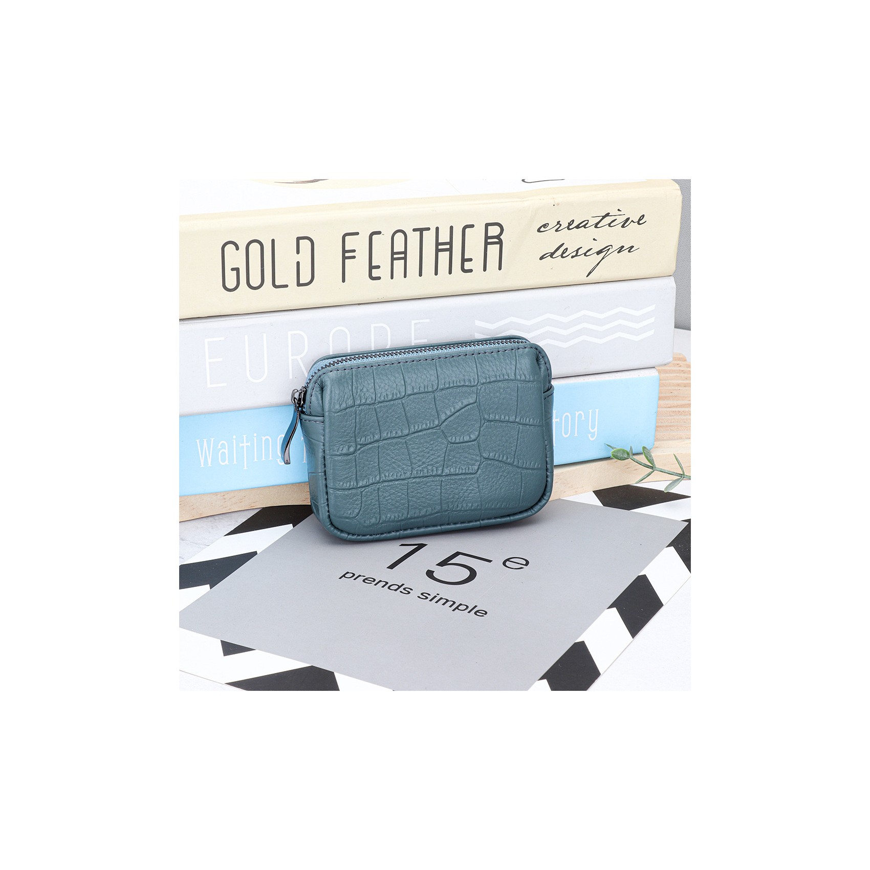 Жіночий шкіряний гаманець Chantal сіро-синій