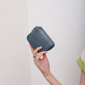 Женский кожаный кошелек Chantal серо-синий фото