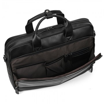 Чоловіча шкіряна сумка для ноутбука Ashton чорна фото