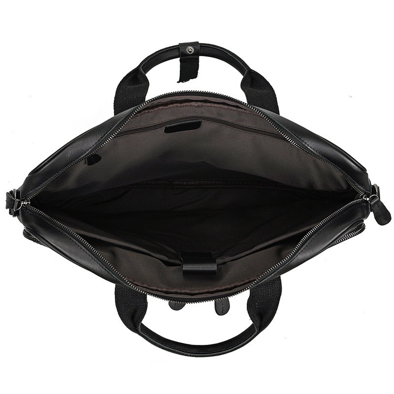 Мужская кожаная сумка для ноутбука Ashton черная - 6 фото