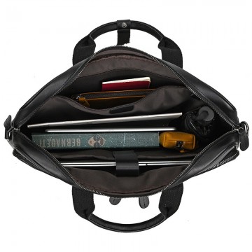 Чоловіча шкіряна сумка для ноутбука Ashton чорна фото