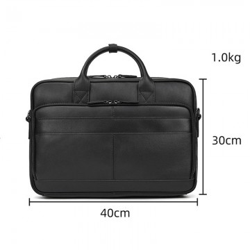 Чоловіча шкіряна сумка для ноутбука Ashton чорна фото