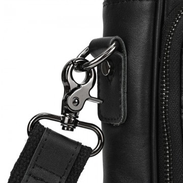 Мужская кожаная сумка для ноутбука Ashton черная фото