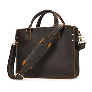 Мужская кожаная сумка для ноутбука Beverstone темно-коричневая