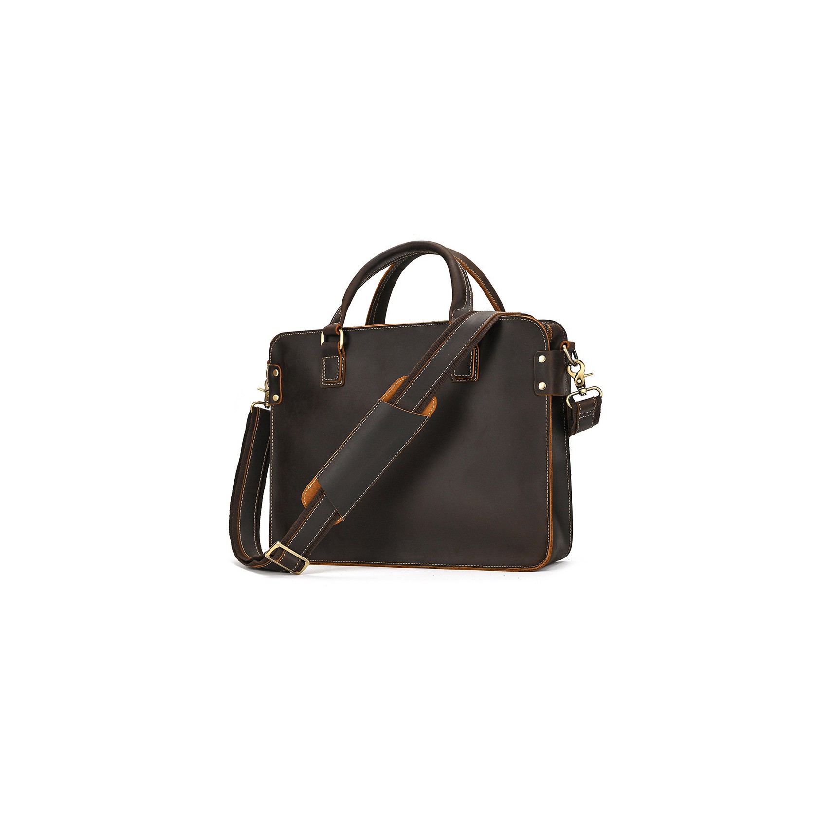 Чоловіча шкіряна сумка для ноутбука Beverstone темно-коричнева