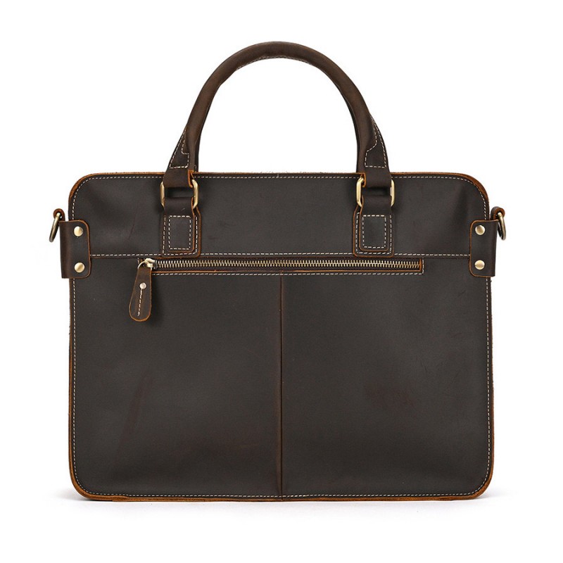 Чоловіча шкіряна сумка для ноутбука Beverstone темно-коричнева - 2 фото