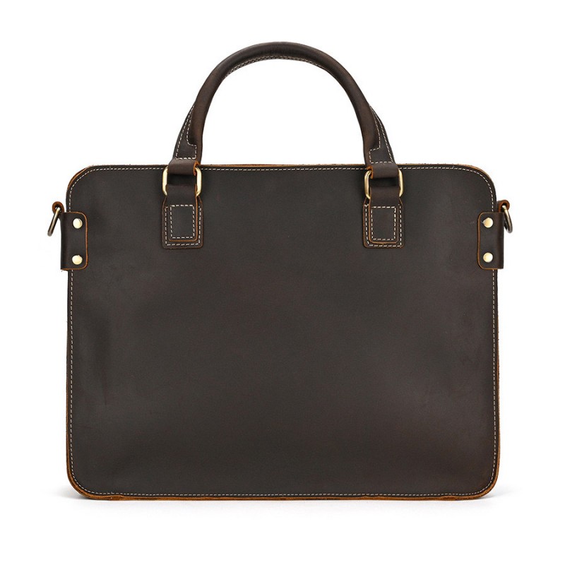 Чоловіча шкіряна сумка для ноутбука Beverstone темно-коричнева - 9 фото