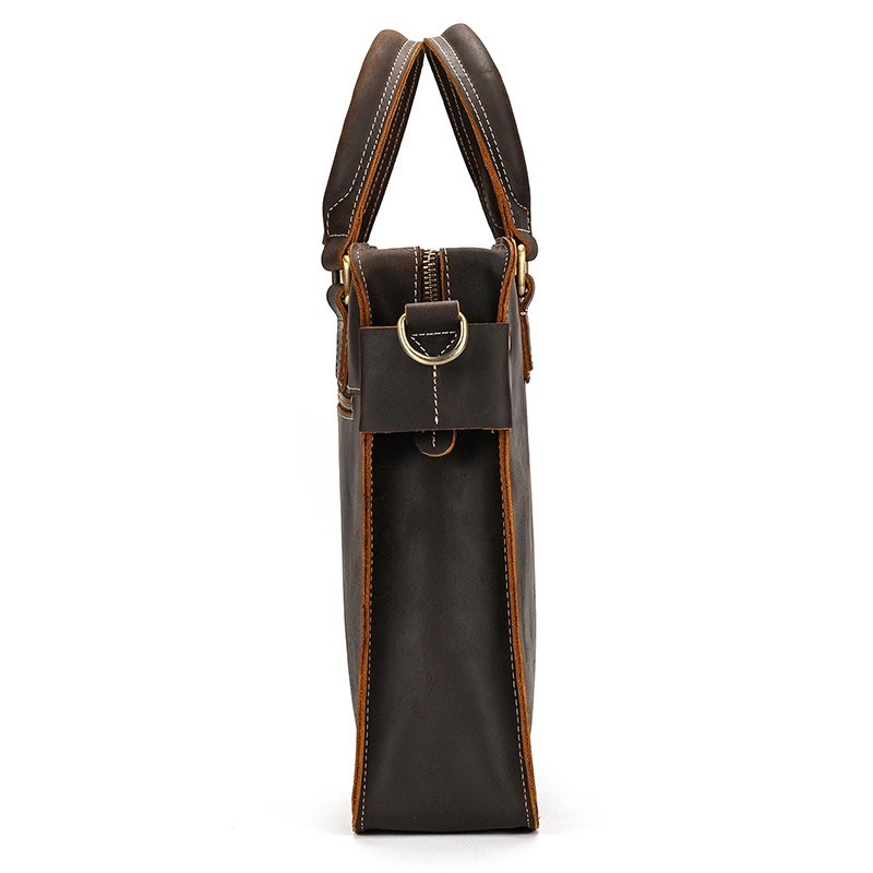 Чоловіча шкіряна сумка для ноутбука Beverstone темно-коричнева - 5 фото