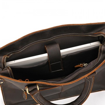 Чоловіча шкіряна сумка для ноутбука Beverstone темно-коричнева фото