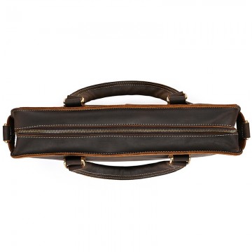 Чоловіча шкіряна сумка для ноутбука Beverstone темно-коричнева фото