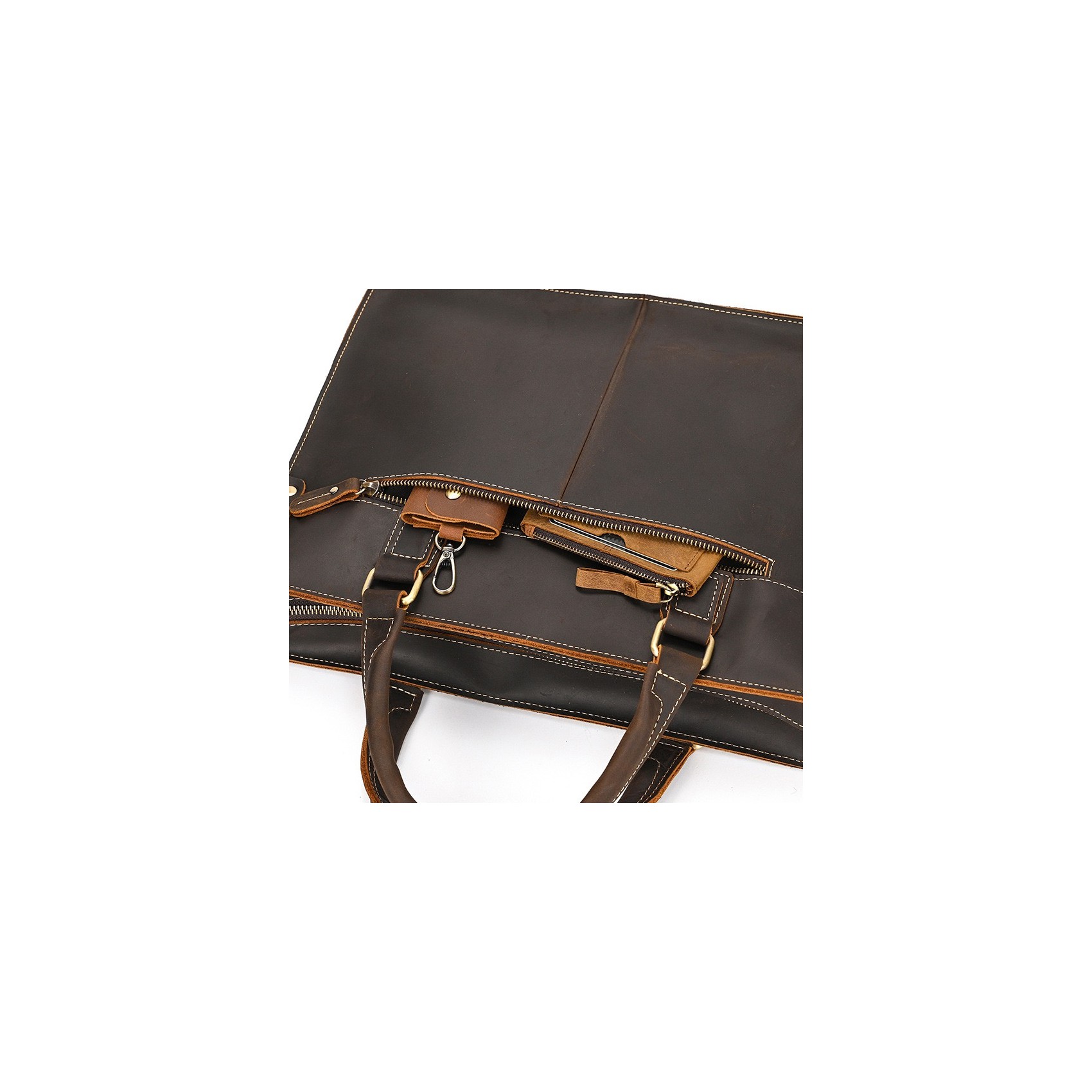 Чоловіча шкіряна сумка для ноутбука Beverstone темно-коричнева