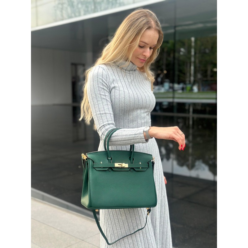 Жіноча шкіряна сумка Brigitte 30 темно-зелена - 5 фото