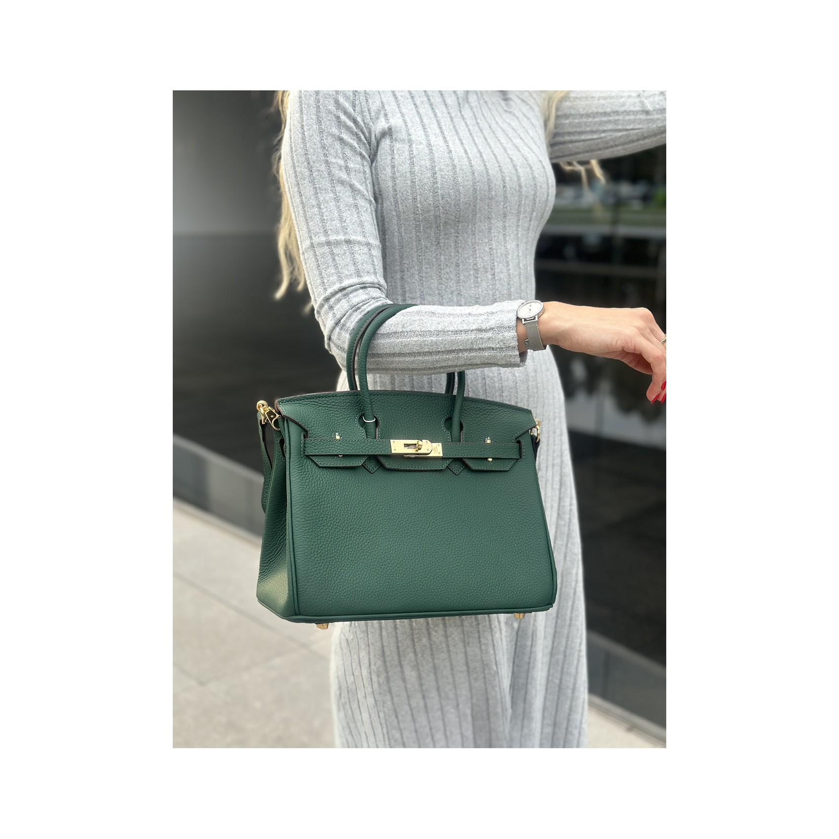 Жіноча шкіряна сумка Brigitte 30 темно-зелена