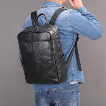 Чоловічий шкіряний рюкзак Alfred чорний фото