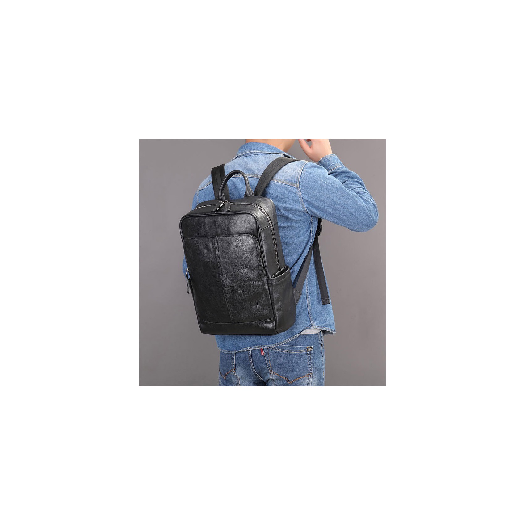 Мужской кожаный рюкзак Alfred черный