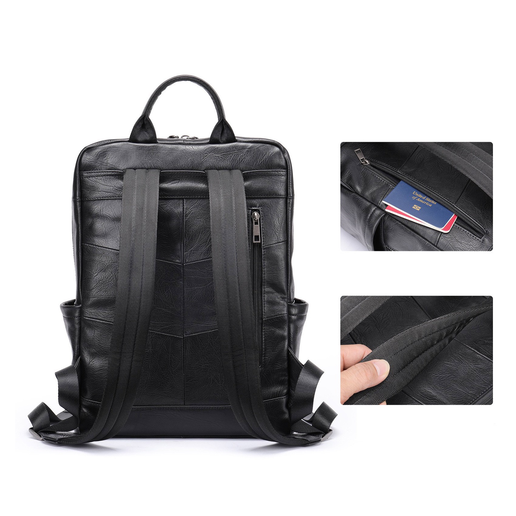 Мужской кожаный рюкзак Alfred черный