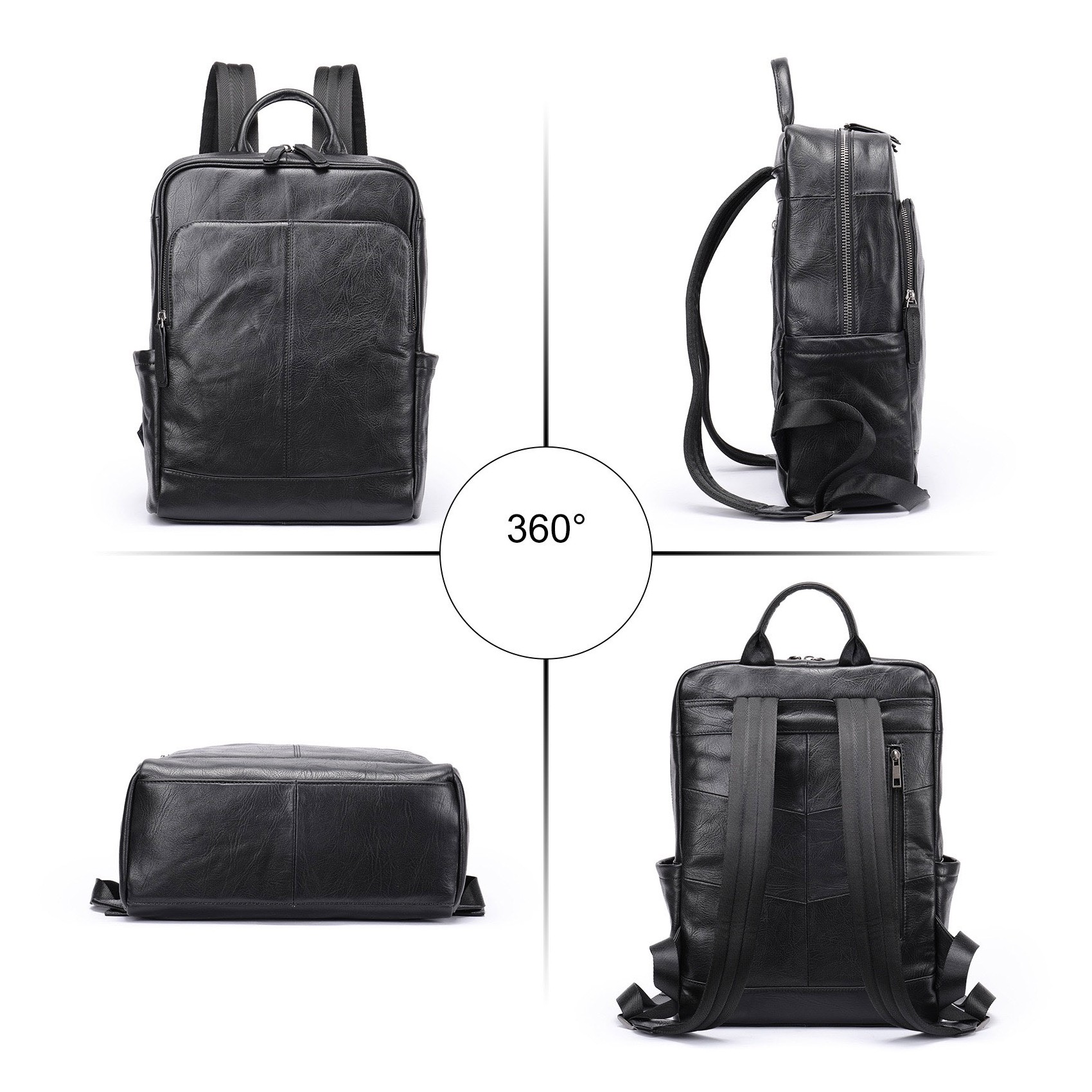 Мужской кожаный рюкзак Alfred черный