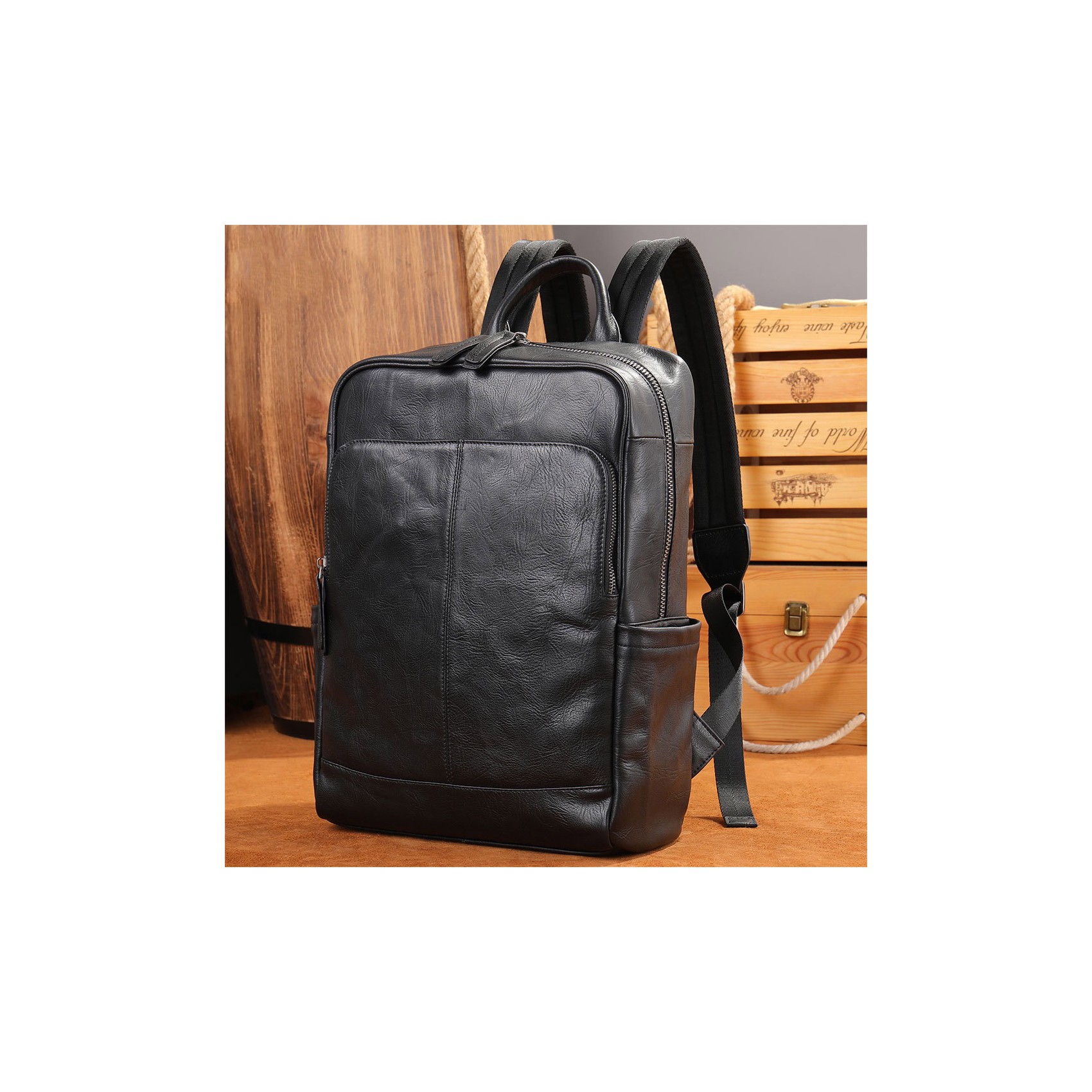 Чоловічий шкіряний рюкзак Alfred чорний