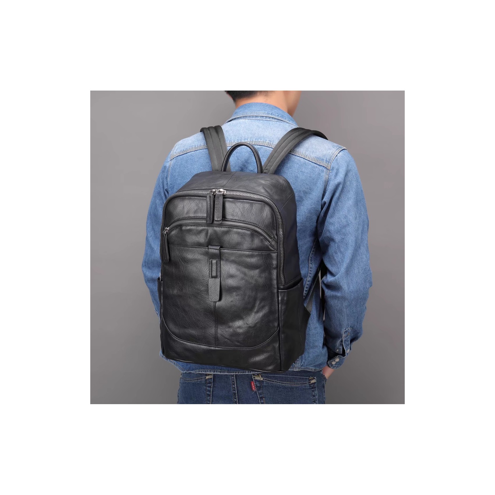 Чоловічий шкіряний рюкзак Fred чорний