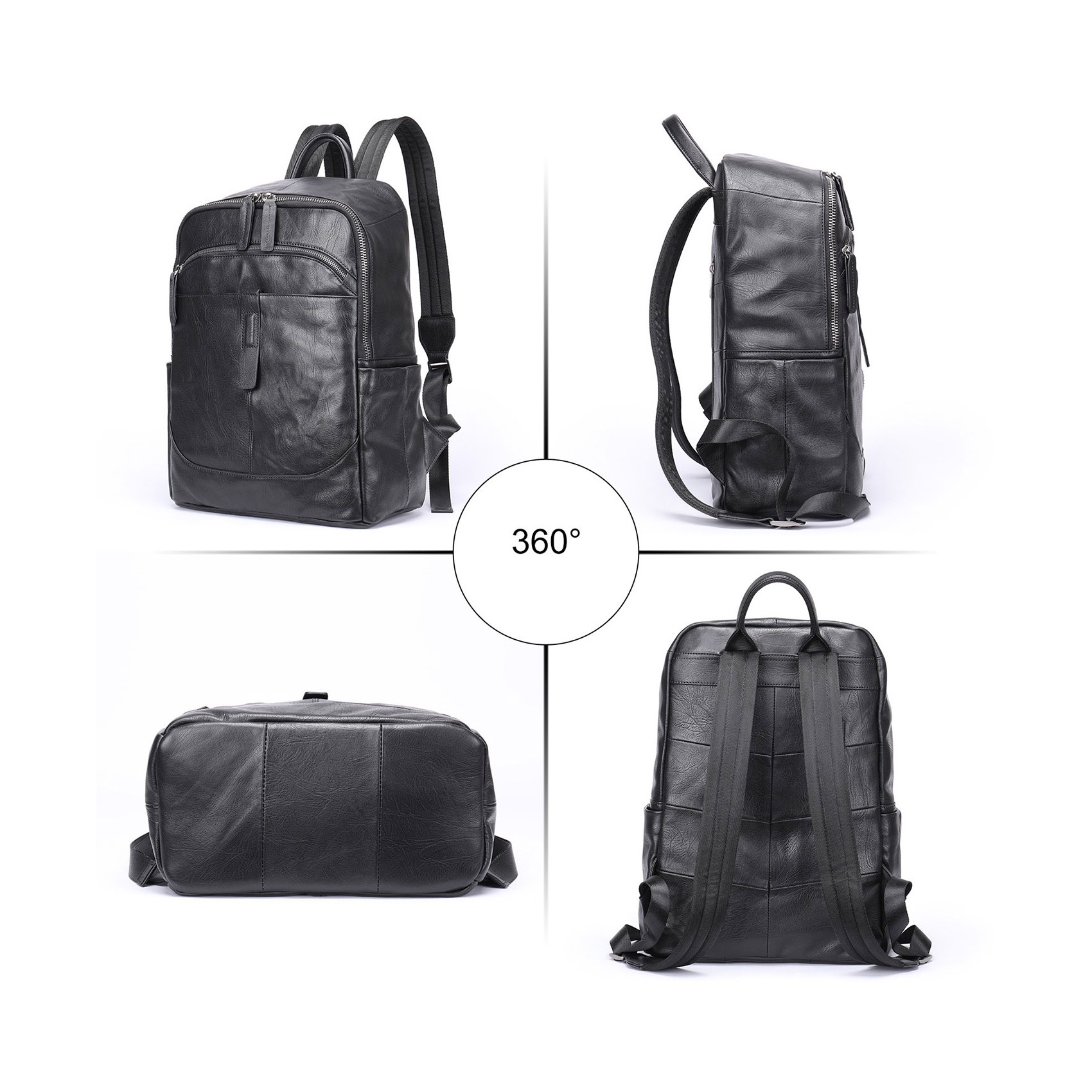 Мужской кожаный рюкзак Fred черный