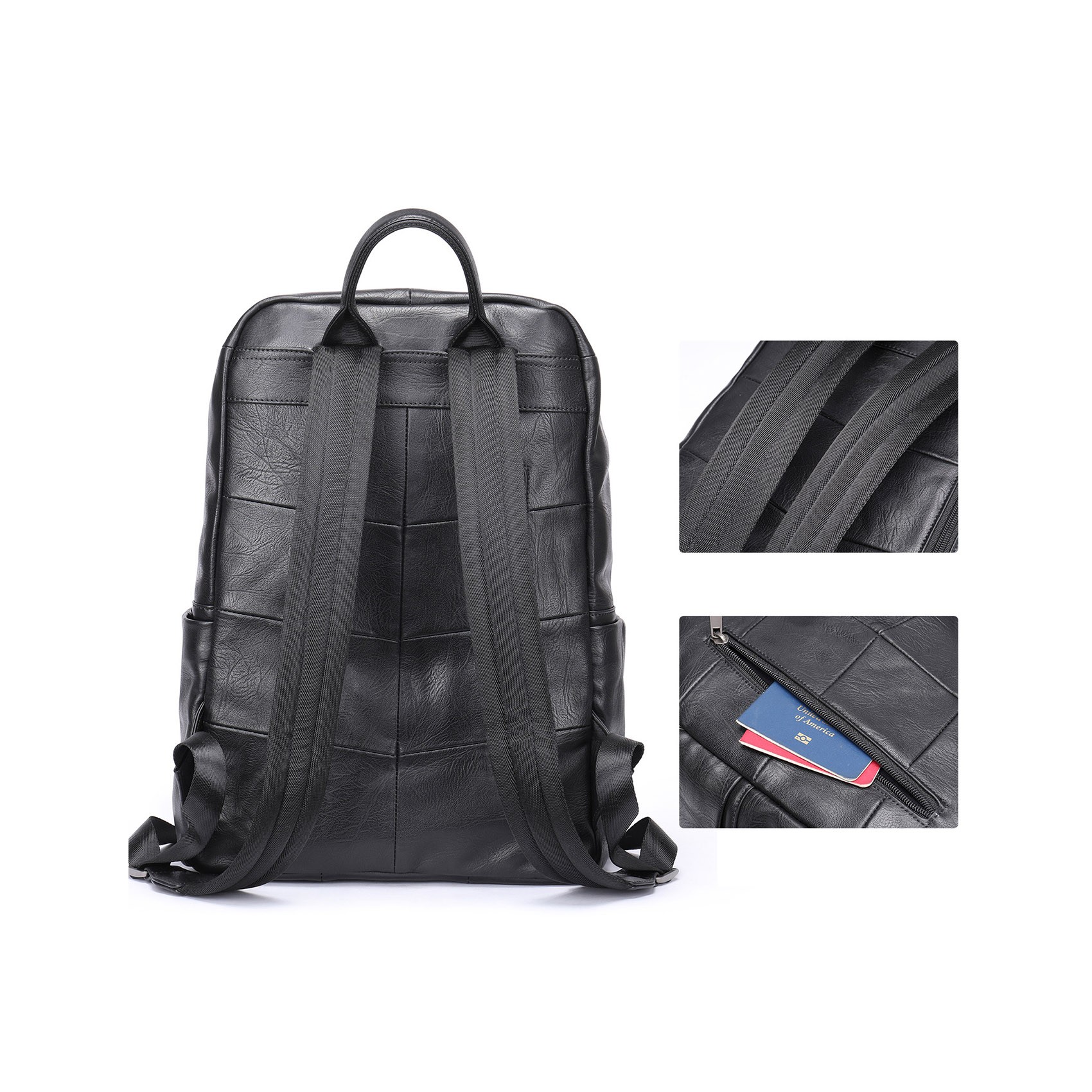 Мужской кожаный рюкзак Fred черный