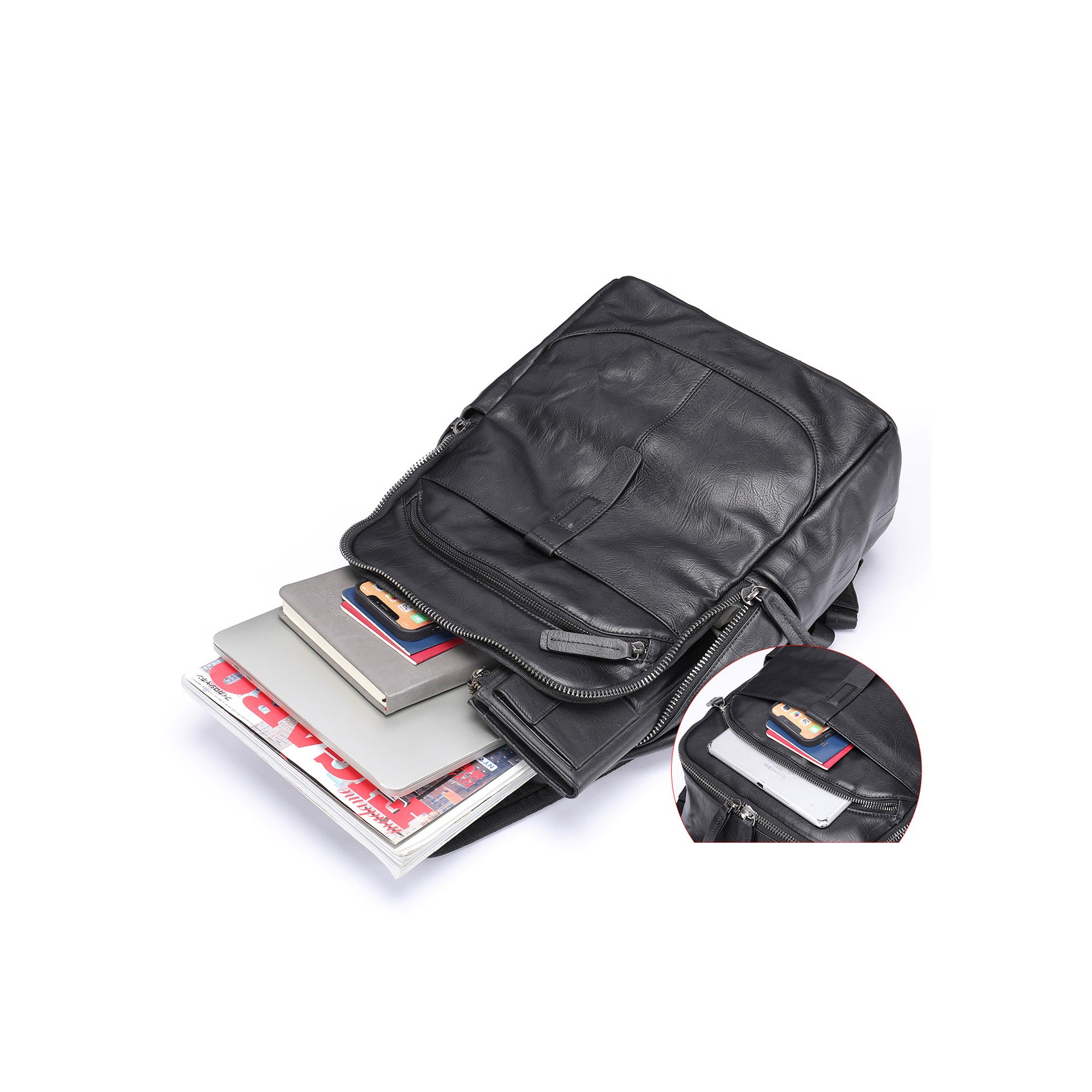 Чоловічий шкіряний рюкзак Fred чорний