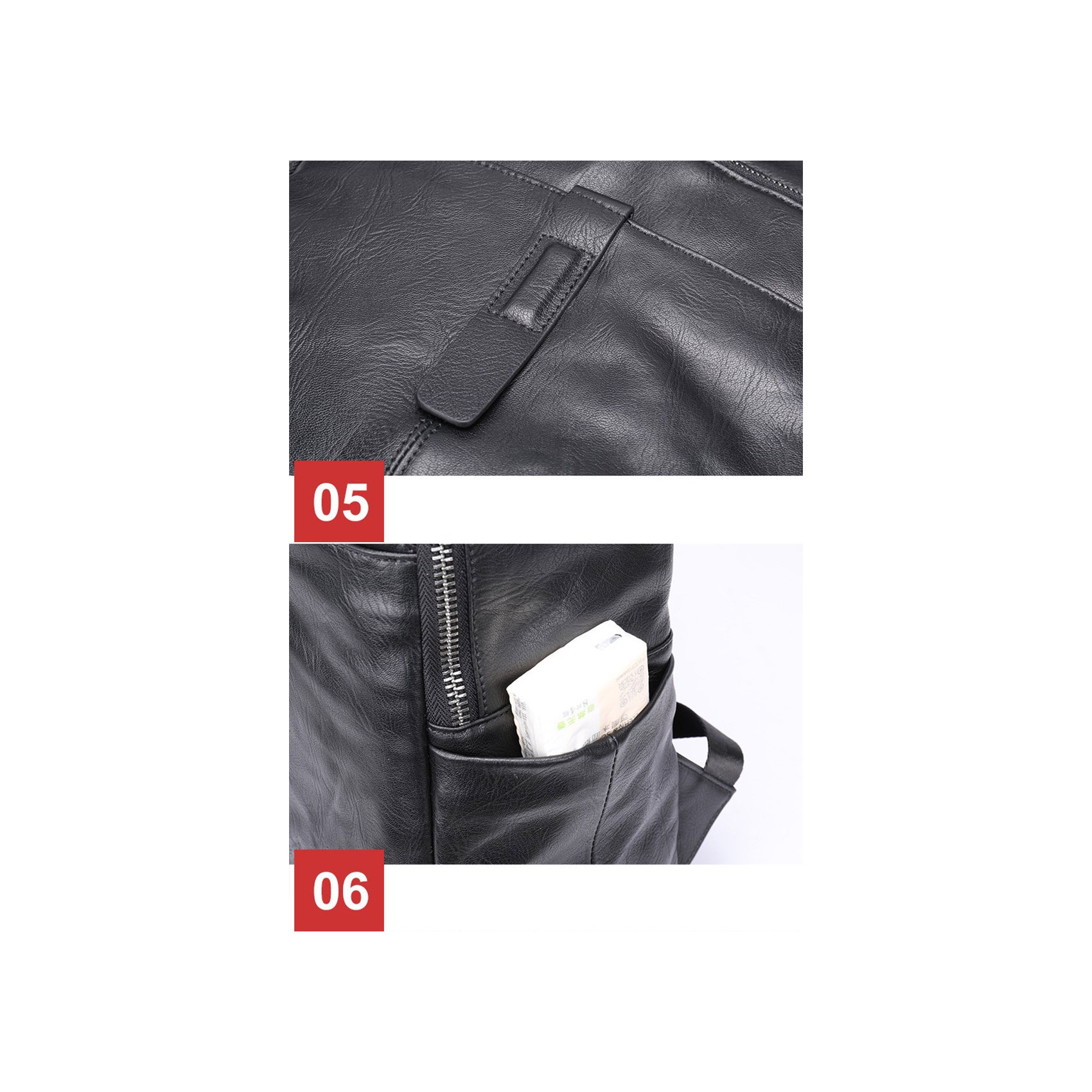 Мужской кожаный рюкзак Fred черный