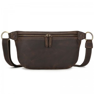 Чоловіча шкіряна сумка бананка на пояс Barnard темно-коричнева