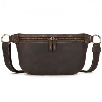Чоловіча шкіряна сумка бананка на пояс Barnard темно-коричнева фото