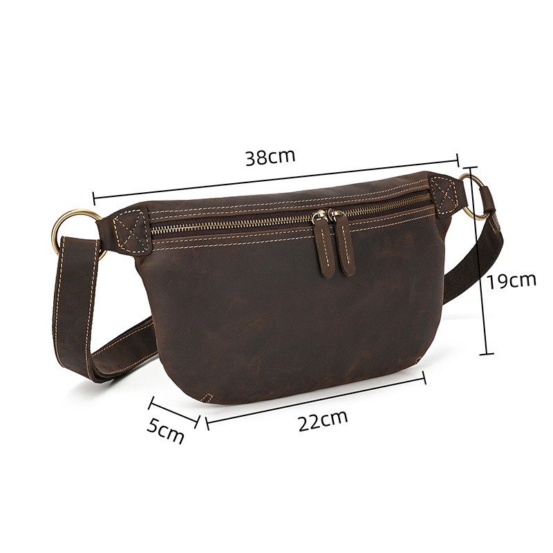 Мужская кожаная сумка бананка на пояс Barnard темно-коричневая - 8 фото