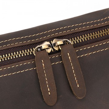 Мужская кожаная сумка бананка на пояс Barnard темно-коричневая фото