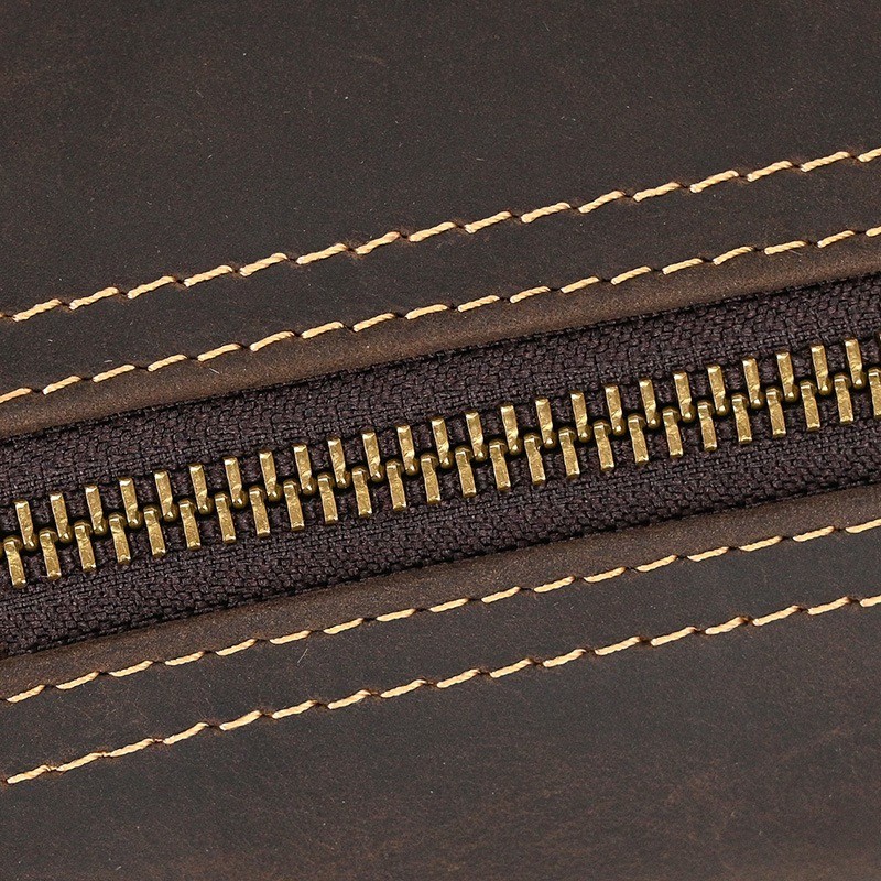 Мужская кожаная сумка бананка на пояс Barnard темно-коричневая - 10 фото