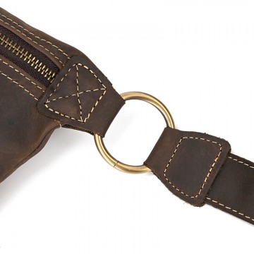 Мужская кожаная сумка бананка на пояс Barnard темно-коричневая фото