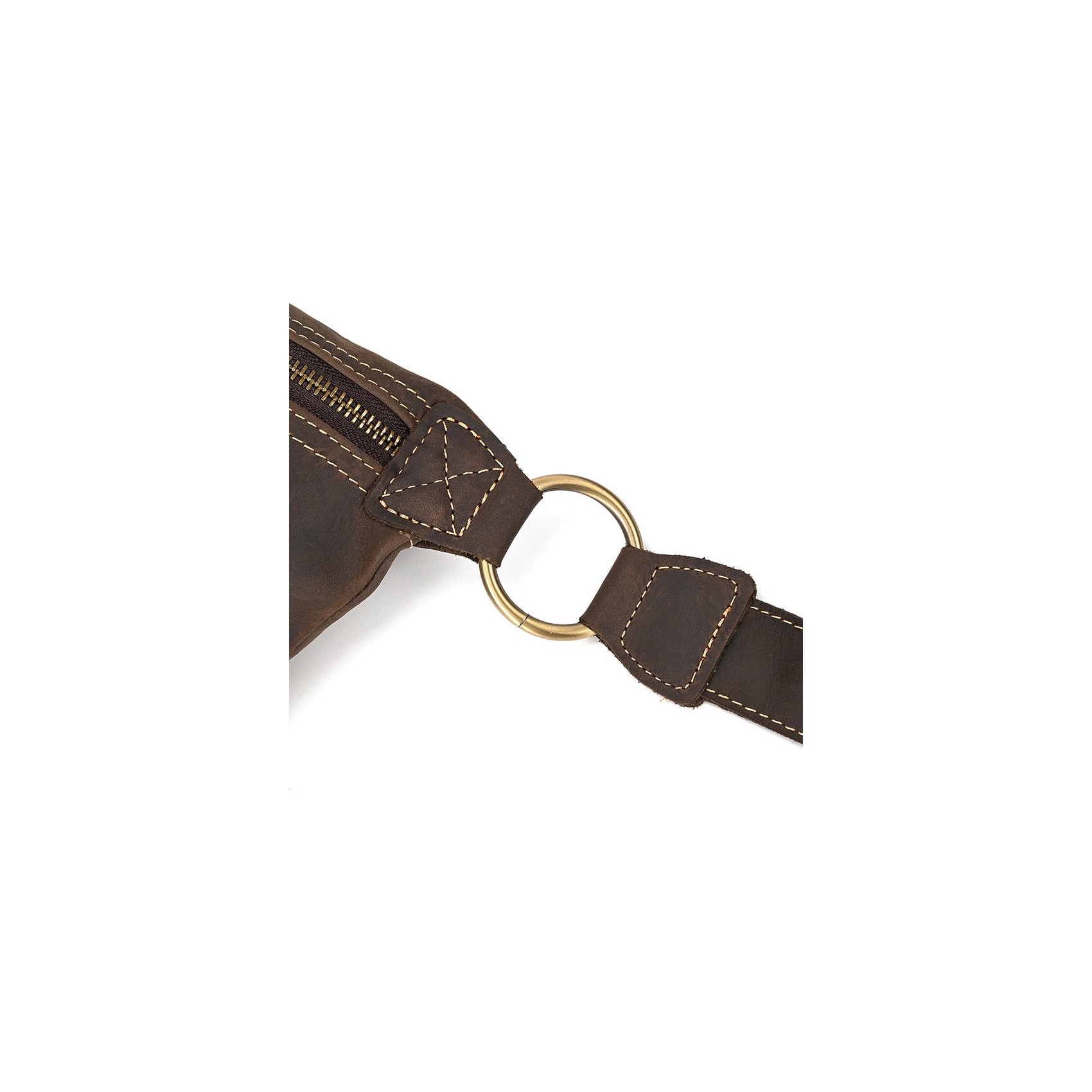 Чоловіча шкіряна сумка бананка на пояс Barnard темно-коричнева