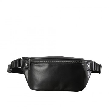 Мужская кожаная сумка бананка на пояс Walter черная фото