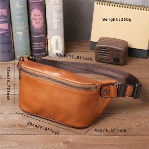 Мужская кожаная сумка бананка на пояс Walter светло-коричневая