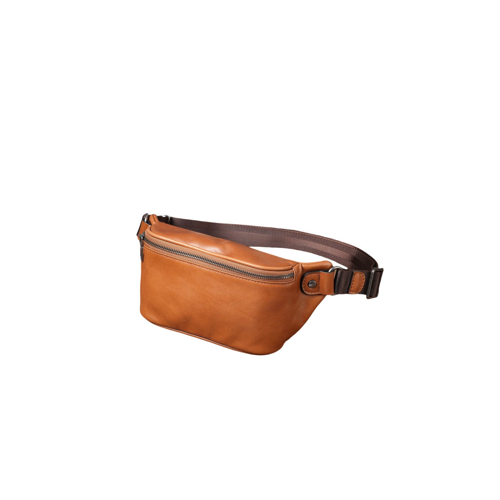 Чоловіча шкіряна сумка бананка на пояс Walter світло-коричнева