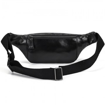 Мужская кожаная сумка бананка на пояс Watford черная фото