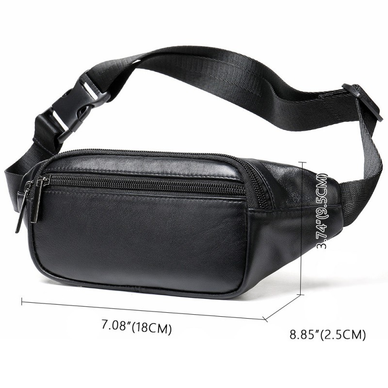 Чоловіча шкіряна сумка бананка на пояс чорна Anderson - 9 фото