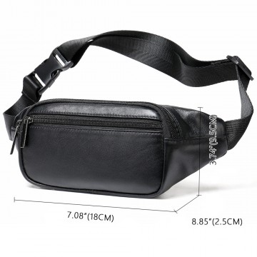 Чоловіча шкіряна сумка бананка на пояс чорна Anderson фото