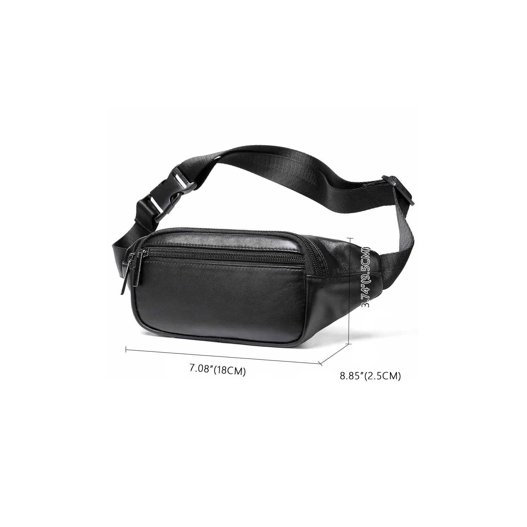 Мужская кожаная сумка бананка на пояс черная Anderson