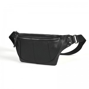 Чоловіча шкіряна сумка бананка на пояс Gerald чорна